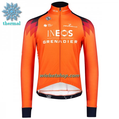 Wielershirt 2023 INEOS Grenadiers Winter Thermal Fleece - Oranje Donkerblauw